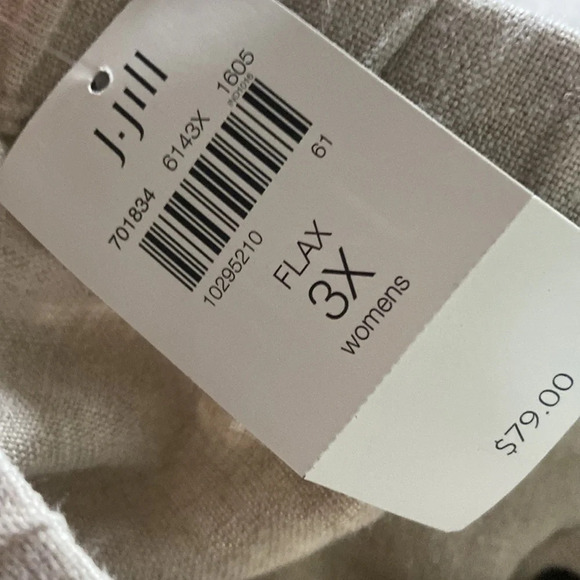 J Jill Love Linen 100% Linen Cropped Pants 3X NEW Flax Tan Natural Sustainable - Picture 2 of 4